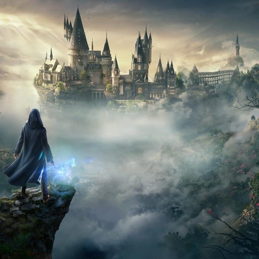 A picture of Hogwarts Legacy with Hogwarts in the background