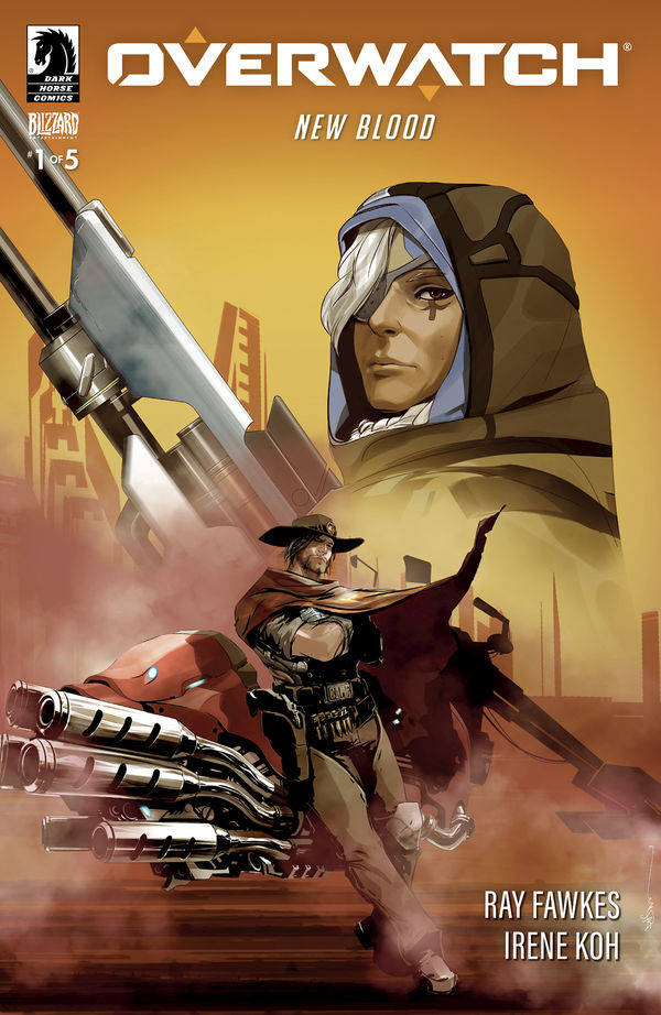 "Overwatch: New Blood #1" variant cover art by Dustin Nguyen.
