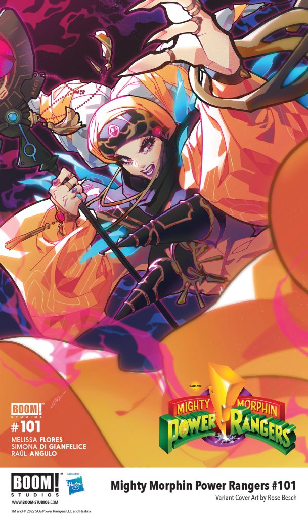 "Mighty Morphin Power Rangers #101" variant cover E art by Rose Besch.