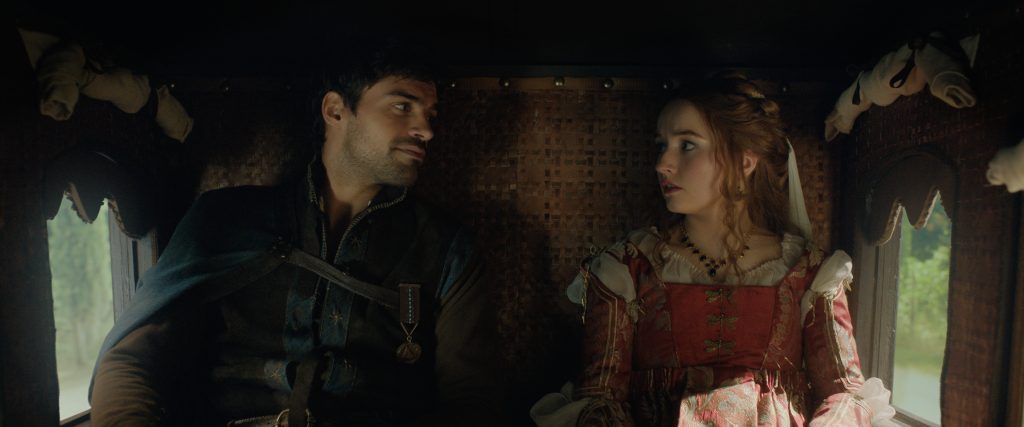 (L-R): Sean Teale as Dario and Kaitlyn Dever as Rosaline in 20th Century Studios' Rosaline, exclusively on Hulu. Photo courtesy of 20th Century Studios. © 2022 20th Century Studios. All Rights Reserved.